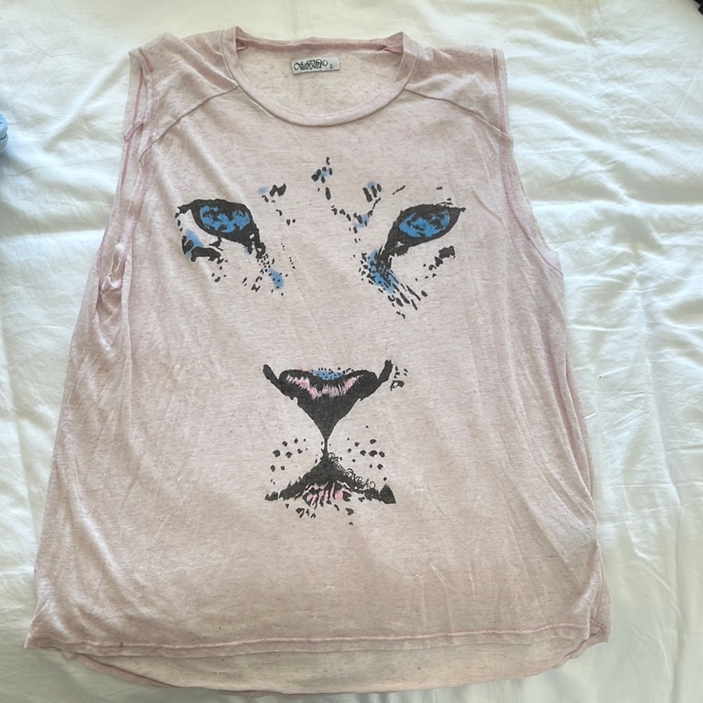 Lauren Moshi Pink Muscle Tee Graphic Relaxed